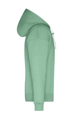 A green men's lounge hoodie with a spacious hood, long sleeves, and a snug fit. The garment features branding.