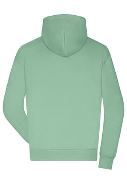 A mint green men's lounge hoodie with a hood and long sleeves, featuring a logo.