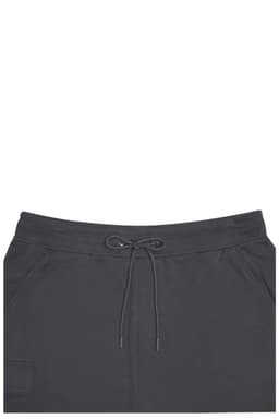A grey men's lounge hoodie featuring a drawstring closure and side pockets, with branding present.