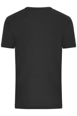 A black men's t-shirt with a 1:1 rib design, featuring a plain back and no visible logo or branding.