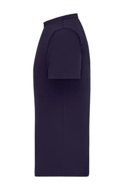 A navy blue men's T-shirt with a 1:1 rib design, featuring short sleeves and a round neck. It includes a logo.