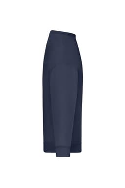 An oversized navy jumper featuring a ribbed cuff and a side view design. It has a smooth, solid fabric finish.