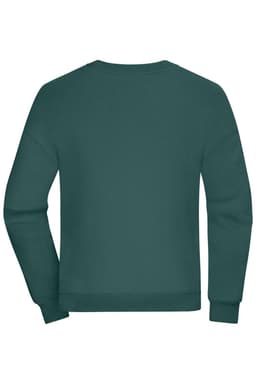 An oversized jumper in dark green with a crew neck and long sleeves, featuring a plain back design.