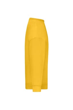 An oversized jumper in bright yellow, featuring long sleeves and a relaxed fit. It has a logo on the side.