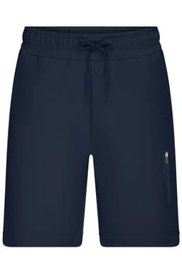 Men’s sports shorts in navy blue with a drawstring waist and a zip pocket. Features logo branding.