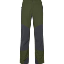 Hiking trousers in olive green with dark grey contrasting panels. Features a pocket and branded logo.