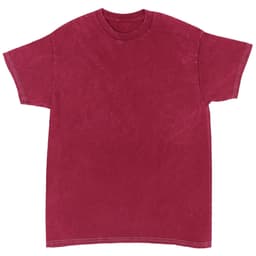 A maroon Mineral Wash Tie Dye T-Shirt with a relaxed fit and a unique textured finish. It features a logo.
