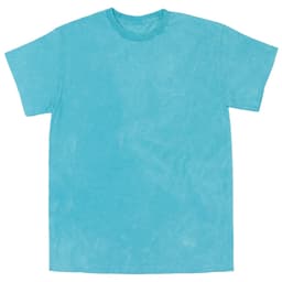 A mineral wash tie dye t-shirt in a vibrant teal colour, featuring a round neck and short sleeves.