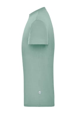 Men's BIO Workwear T-Shirt in a light green colour, featuring a fitted design and a logo on the hem.