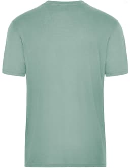 A green workwear t-shirt with a simple design and short sleeves, featuring a logo on the back.