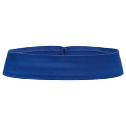 A blue hat band with a smooth, flat design. Features a logo and has a seamless, continuous structure.