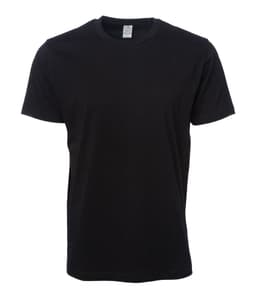 A black heavyweight combed cotton tee with a classic crew neck. It has a logo on the label.