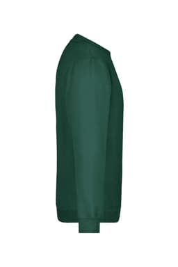 A green round-neck sweatshirt featuring long sleeves and a plain design with a logo.