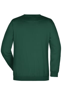 A green sweatshirt with a crew neck and long sleeves, featuring a plain design and a logo on the back.
