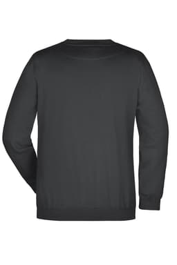 A black round sweat heavy jumper with a simple design and long sleeves, featuring a branding logo.