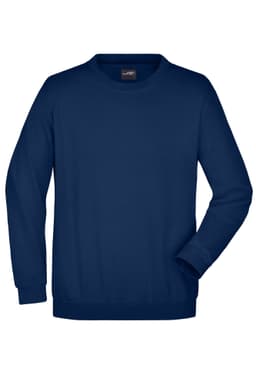 Navy round-neck sweatshirt in a classic design with long sleeves and a logo on the label.