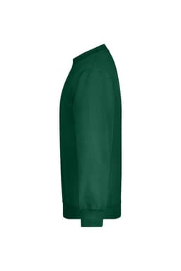 A green jumper with a simple design, featuring a ribbed neckline and cuffs. It has a logo on the front.