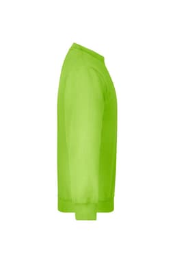 A vibrant green round sweat heavy junior jumper displayed from a side view, featuring a logo on the front.