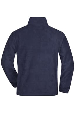 A navy blue half-zip fleece jacket with a collar and no visible branding on the back.