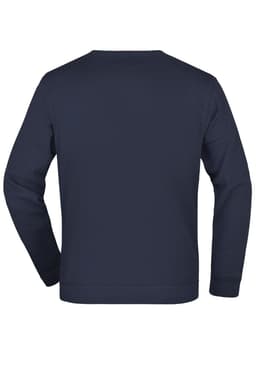 A navy blue sweat jumper featuring a plain back design with long sleeves and a crew neckline.