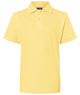 A yellow Classic Polo Junior shirt with a collared neck and short sleeves. It features a logo on the chest.