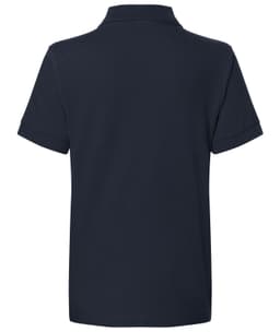 A navy blue Classic Polo Junior shirt featuring a collared design and short sleeves. It has a logo on the back.