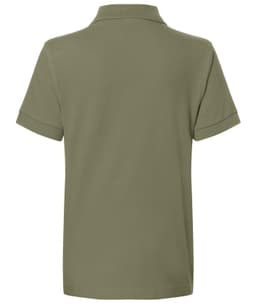 A khaki green junior polo shirt featuring a classic design and a brand logo.