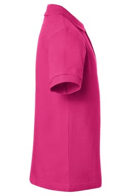 A pink Classic Polo Junior shirt with a classic collar and short sleeves, featuring a logo.