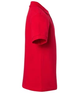 A red Classic Polo Junior shirt featuring a collar and short sleeves, with a logo on the fabric.