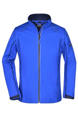 A blue zip-off softshell jacket with a high collar and branding detail. Features contrasting zip and stitching.