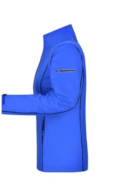 A blue ladies' zip-off softshell jacket featuring a stylish design and a zippered pocket.