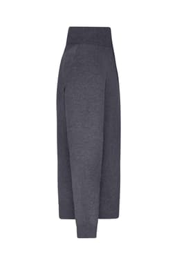A grey men's zip cardigan featuring a fitted design and long sleeves, with a branding logo.