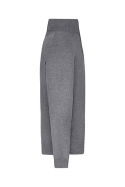 A grey zip cardigan with a smooth finish, featuring a logo and a relaxed silhouette.