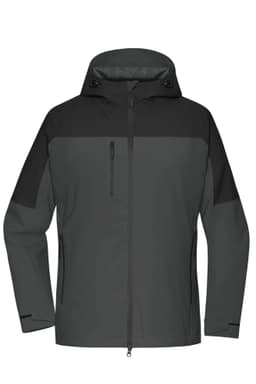A grey and black ladies 3-in-1 jacket with a hood and zip front. Features include a chest pocket and branding.