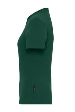 A green Ladies BIO Stretch-T work t-shirt featuring a fitted design and a small logo on the side.