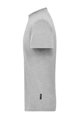 A grey men's BIO Stretch-T work t-shirt displayed from the side, featuring short sleeves and a logo.