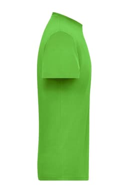 A green men's BIO Stretch-T work t-shirt with a simple design and a branding logo on the side.