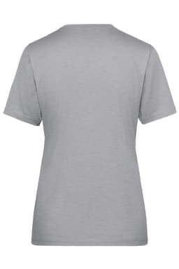 A grey ladies' workwear t-shirt with short sleeves and a simple, unadorned back.