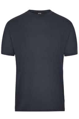 A navy blue men's workwear T-shirt with a simple design and a logo on the chest.