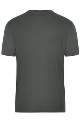 A dark green men’s workwear T-shirt with a plain back, featuring a logo. Suitable for various work settings.