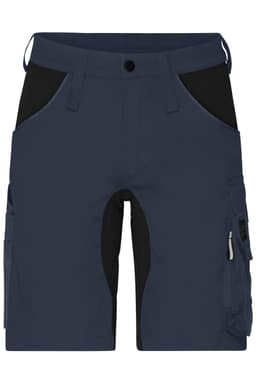 Workwear Stretch-Bermuda shorts in navy with black accents and multiple pockets. Features a logo.