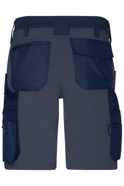 Workwear Stretch-Bermuda shorts in navy, featuring multiple pockets and a logo. Ideal for practical workwear applications.
