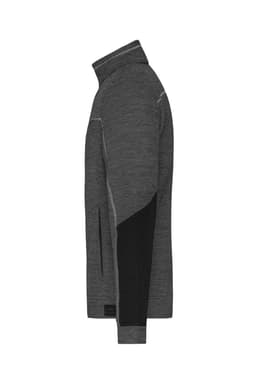 A men's polar fleece jacket in grey with black accents, featuring a high collar and a branded logo.