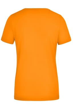 An orange ladies' t-shirt featuring a classic crew neck and short sleeves. The back is plain with no visible logos.