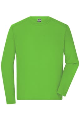 A long-sleeve work T-shirt in bright green, featuring a regular fit and a label inside the neckline.