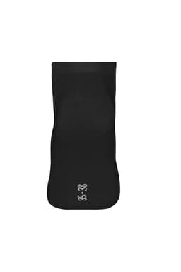 A pair of black sneaker socks with a size indication on the side. The socks have a smooth texture and no visible pattern.