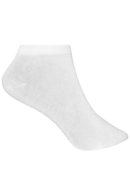 A pair of white ankle socks, designed for comfort and functionality, with a simple design and no visible branding.