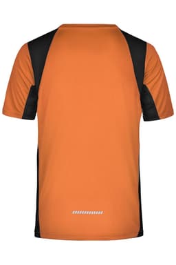 A men's T-shirt in fluo yellow and black with short sleeves and a sporty design, featuring a small logo.