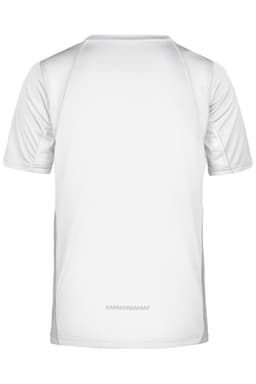 A men's running t-shirt in fluo yellow and black, featuring a logo and a lightweight design.