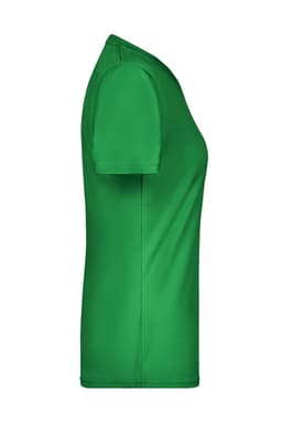 A green active T-shirt with short sleeves and a fitted shape, featuring a logo.
